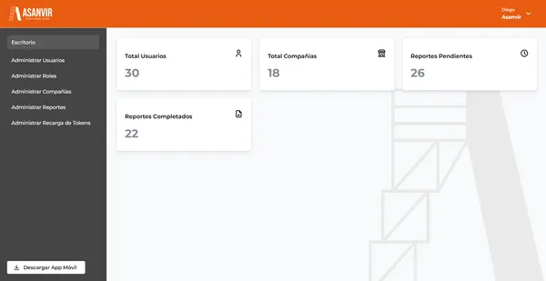 Dashboard de control: Gestión de tokens y estados de reportes operativos