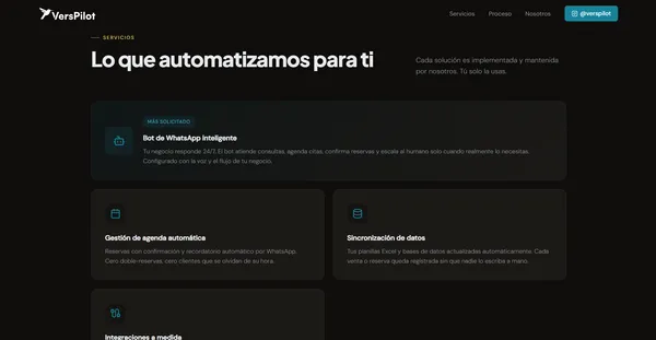 Sección de servicios ofrecidos por Verspilot